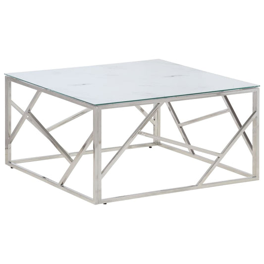 Coffee Table Silver Stainless Steel and Tempered Glass Coffee Table Silver Stainless Steel and Tempered Glass