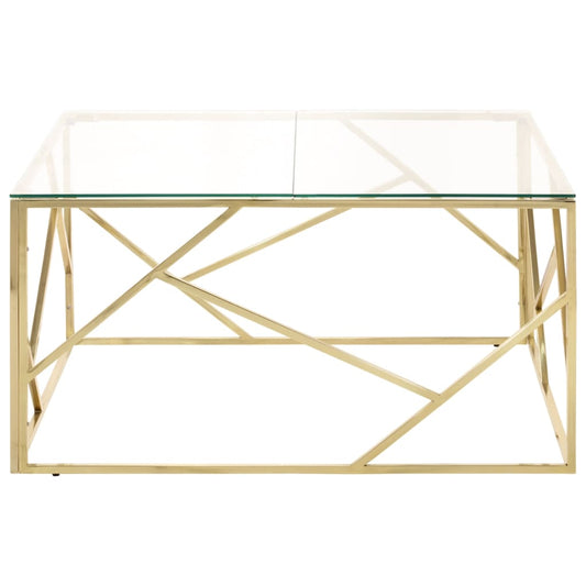 Coffee Table Gold Stainless Steel and Tempered Glass Coffee Table Gold Stainless Steel and Tempered Glass