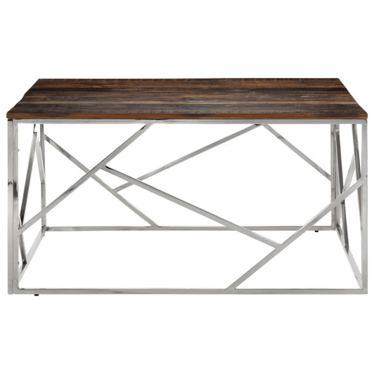 Coffee Table Silver Stainless Steel and Solid Wood Sleeper Coffee Table Silver Stainless Steel and Solid Wood Sleeper