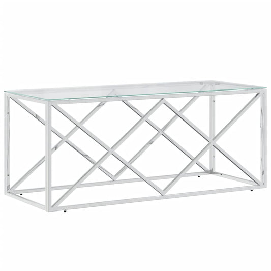 Coffee Table 110x45x45 cm Stainless Steel and Glass Coffee Table 110x45x45 cm Stainless Steel and Glass