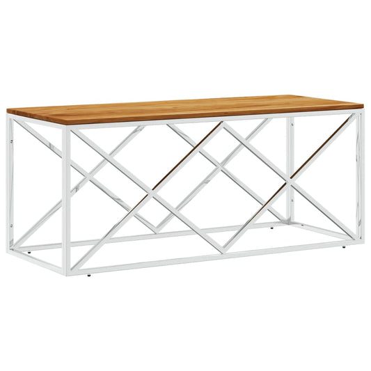 Coffee Table Stainless Steel and Solid Wood Acacia Coffee Table Stainless Steel and Solid Wood Acacia