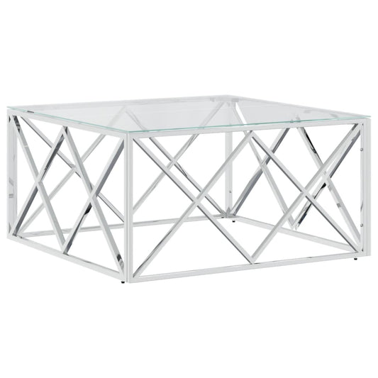 Coffee Table 80x80x40 cm Stainless Steel and Glass Coffee Table 80x80x40 cm Stainless Steel and Glass
