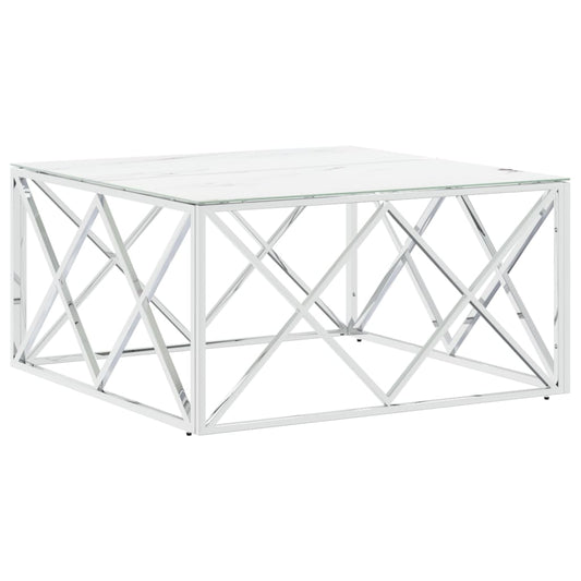 Coffee Table Silver 80x80x40 cm Stainless Steel and Glass Coffee Table Silver 80x80x40 cm Stainless Steel and Glass