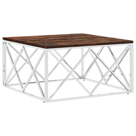 Coffee Table Stainless Steel and Solid Wood Reclaimed Coffee Table Stainless Steel and Solid Wood Reclaimed