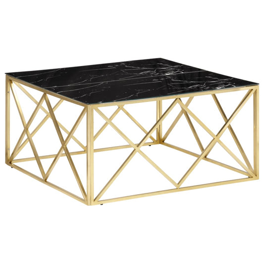 Coffee Table Gold Stainless Steel and Tempered Glass Coffee Table Gold Stainless Steel and Tempered Glass