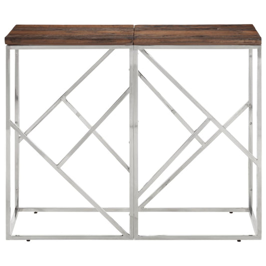 Console Table Silver Stainless Steel and Solid Wood Sleeper Console Table Silver Stainless Steel and Solid Wood Sleeper