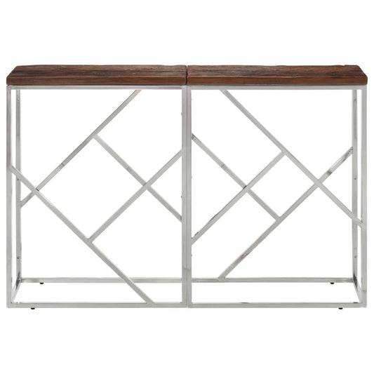 Console Table Silver Stainless Steel and Solid Wood Sleeper Console Table Silver Stainless Steel and Solid Wood Sleeper