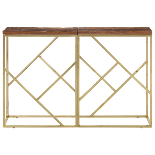 Console Table Gold Stainless Steel and Solid Wood Sleeper Console Table Gold Stainless Steel and Solid Wood Sleeper