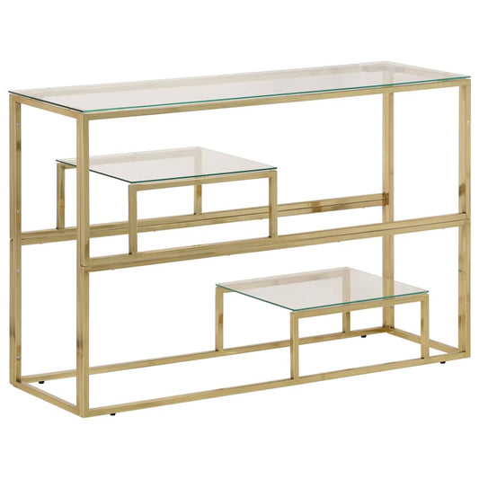 Console Table Gold Stainless Steel and Tempered Glass Console Table Gold Stainless Steel and Tempered Glass