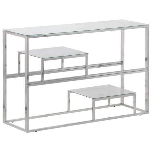 Console Table Silver Stainless Steel and Tempered Glass Console Table Silver Stainless Steel and Tempered Glass