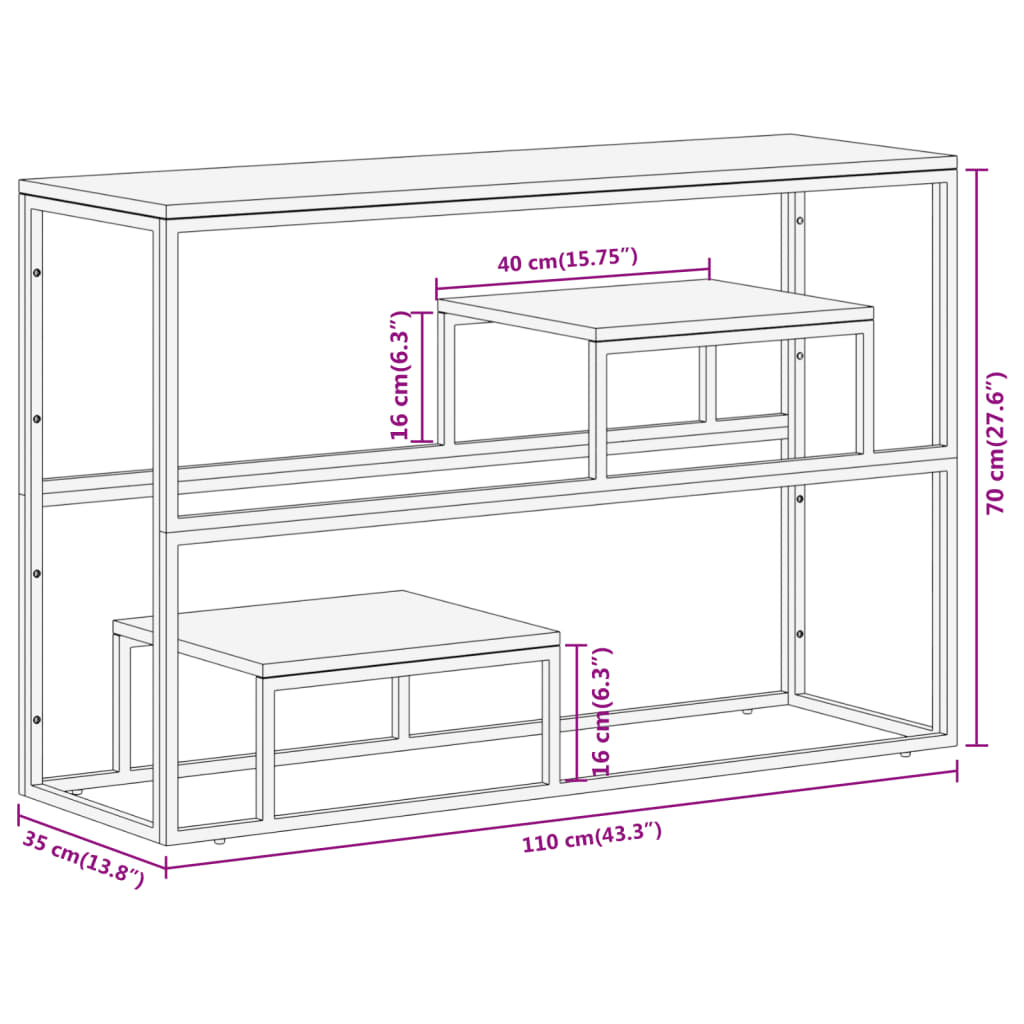 Console Table Silver Stainless Steel and Solid Acacia Wood