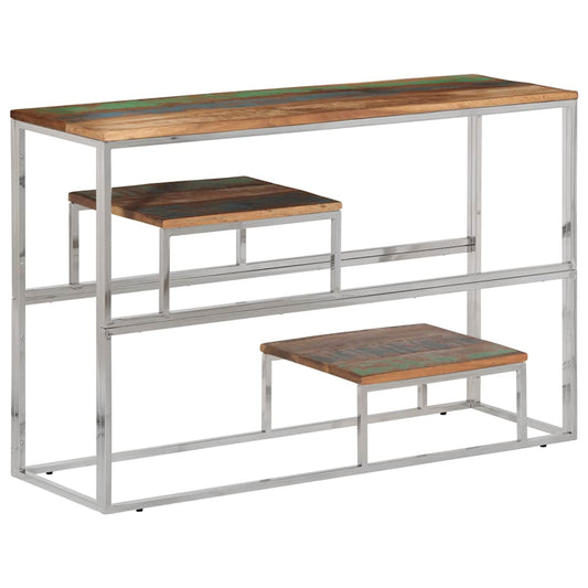 Console Table Silver Stainless Steel and Solid Reclaimed Wood Console Table Silver Stainless Steel and Solid Reclaimed Wood