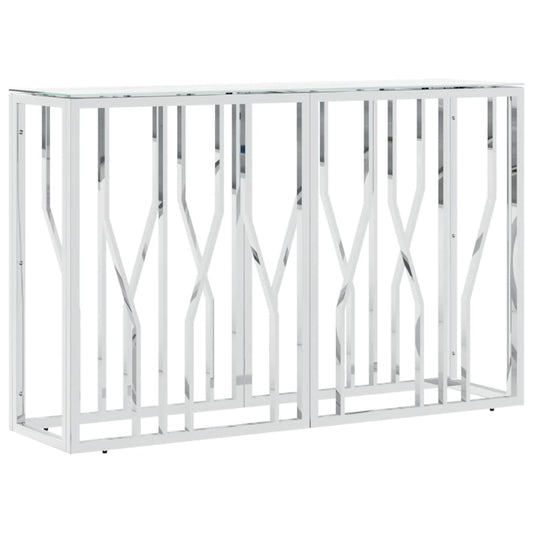 Console Table Silver 110x30x70 cm Stainless Steel and Glass Console Table Silver 110x30x70 cm Stainless Steel and Glass