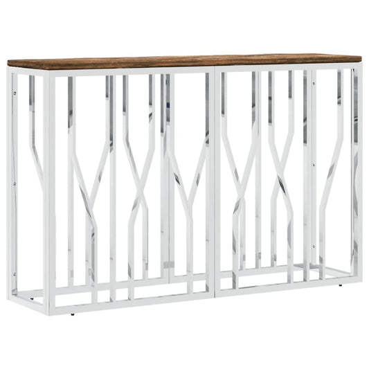 Console Table Stainless Steel and Solid Wood Reclaimed Console Table Stainless Steel and Solid Wood Reclaimed
