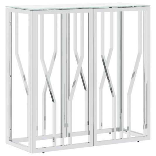 Console Table Silver 70x30x70 cm Stainless Steel and Glass Console Table Silver 70x30x70 cm Stainless Steel and Glass