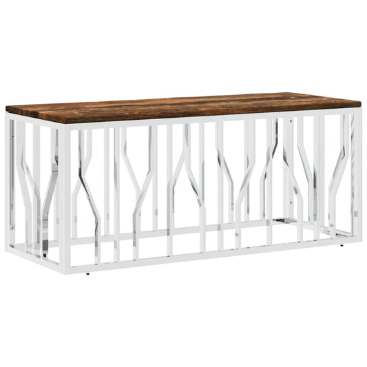 Coffee Table Stainless Steel and Solid Wood Reclaimed Coffee Table Stainless Steel and Solid Wood Reclaimed