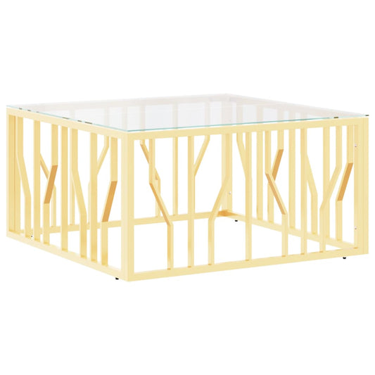 Coffee Table Gold 80x80x40 cm Stainless Steel and Glass Coffee Table Gold 80x80x40 cm Stainless Steel and Glass