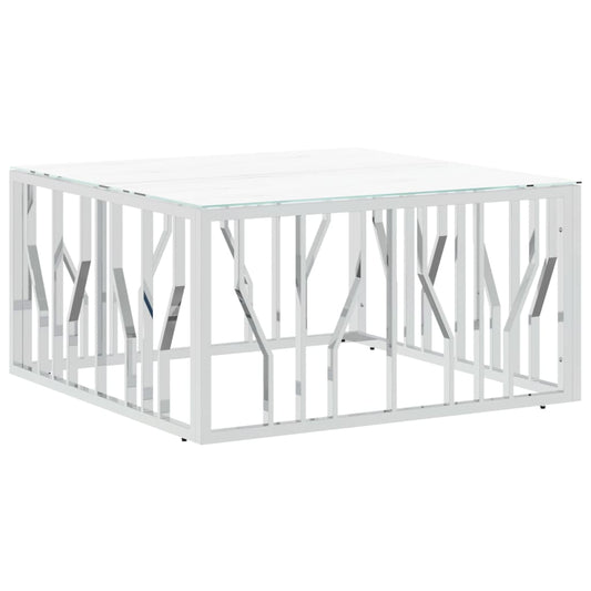 Coffee Table Silver 80x80x40 cm Stainless Steel and Glass Coffee Table Silver 80x80x40 cm Stainless Steel and Glass