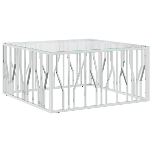 Coffee Table 100x100x50 cm Stainless Steel and Glass Coffee Table 100x100x50 cm Stainless Steel and Glass