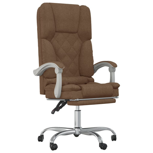Massage Reclining Office Chair Brown Fabric Massage Reclining Office Chair Brown Fabric