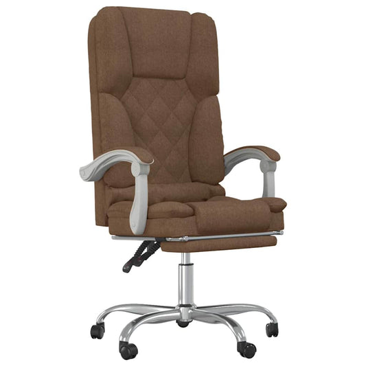 Massage Reclining Office Chair Brown Fabric Massage Reclining Office Chair Brown Fabric