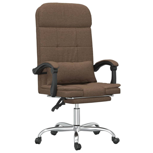 Massage Reclining Office Chair Brown Fabric Massage Reclining Office Chair Brown Fabric