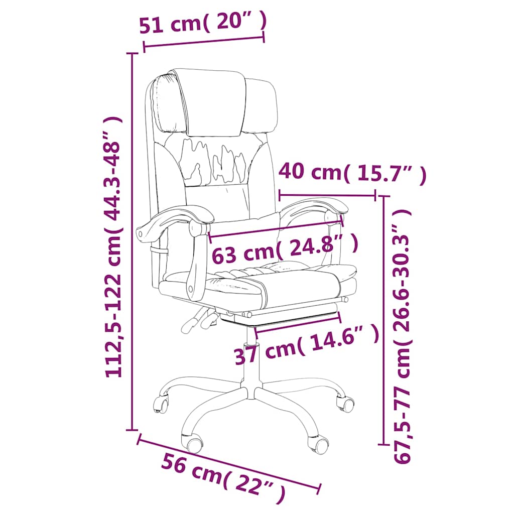 Reclining Office Chair Cream Faux Leather