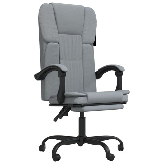 Reclining Office Chair Light Grey Fabric Reclining Office Chair Light Grey Fabric