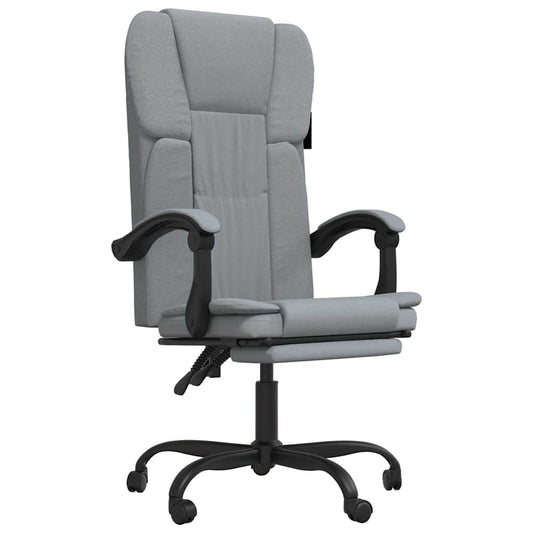 Reclining Office Chair Light Grey Fabric Reclining Office Chair Light Grey Fabric