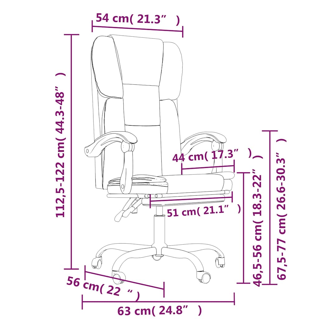 Reclining Office Chair Light Grey Fabric