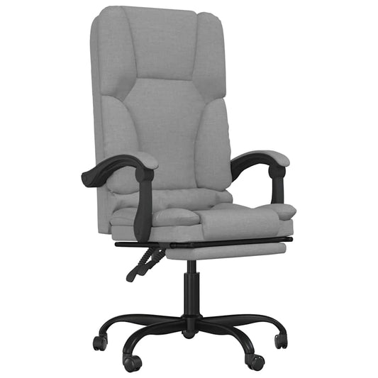 Massage Reclining Office Chair Light Grey Fabric Massage Reclining Office Chair Light Grey Fabric