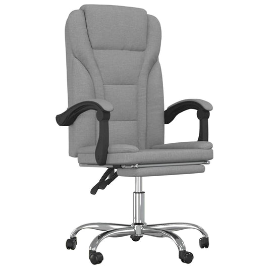 Reclining Office Chair Light Grey Fabric Reclining Office Chair Light Grey Fabric
