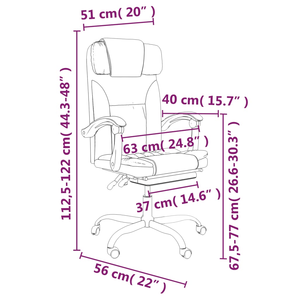 Reclining Office Chair Black Faux Leather