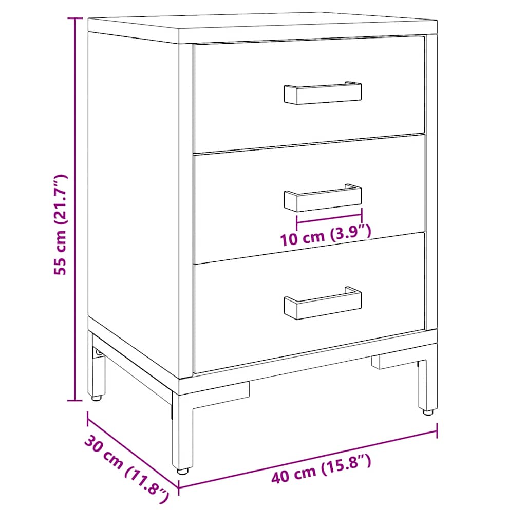 349913 vidaXL Bedside Cabinet Brown 40x30x55 cm Solid Pinewood