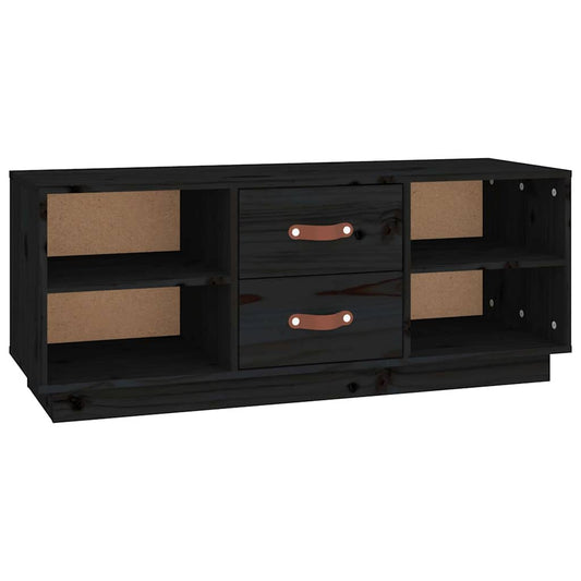TV Cabinet Black 100x34x40 cm Solid Wood Pine TV Cabinet Black 100x34x40 cm Solid Wood Pine