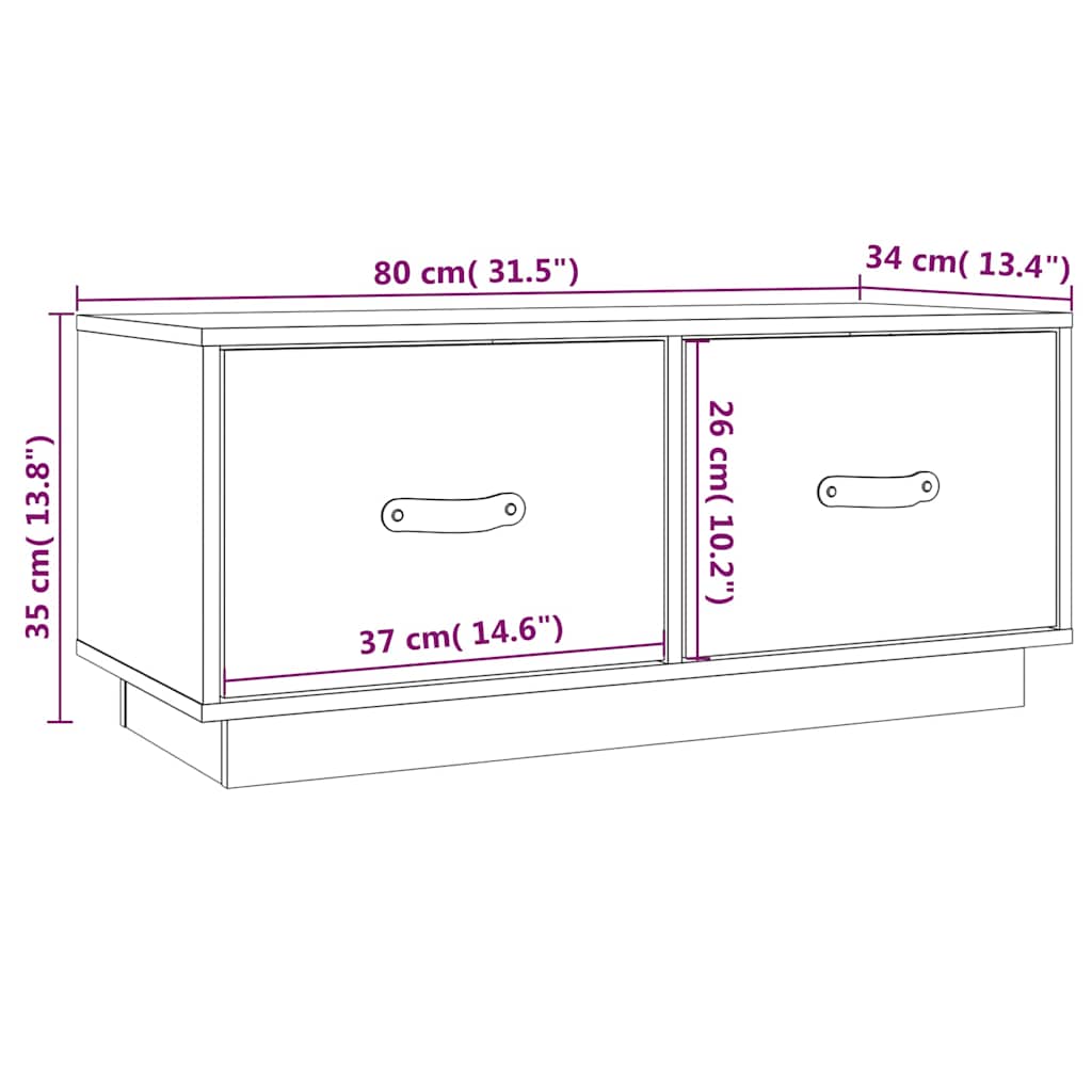 818244 vidaXL TV Cabinet Black 80x34x35 cm Solid Wood Pine