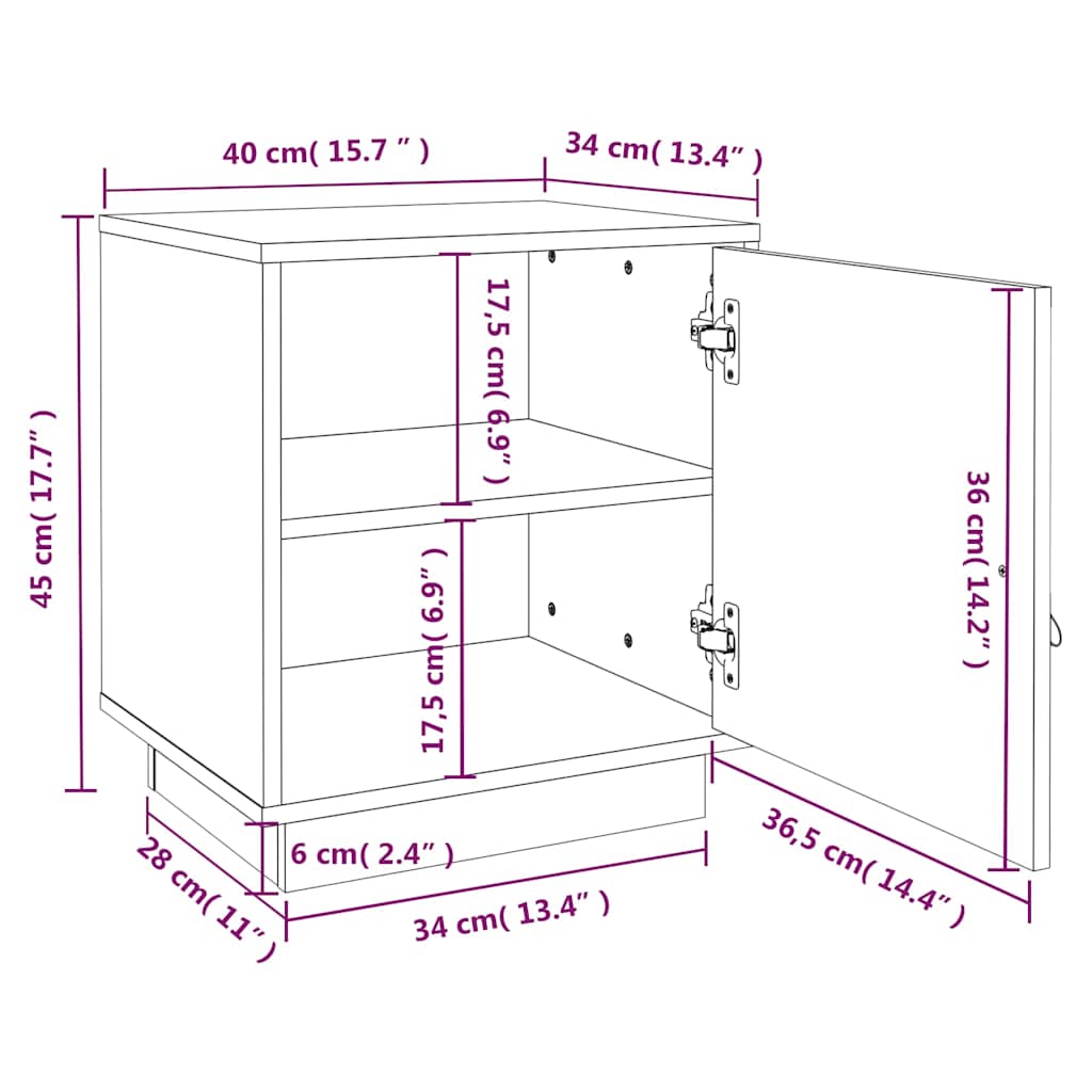 Bedside Cabinets 2 pcs Grey 40x34x45 cm Solid Wood Pine