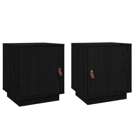 Bedside Cabinets 2 pcs Black 40x34x45 cm Solid Wood Pine Bedside Cabinets 2 pcs Black 40x34x45 cm Solid Wood Pine