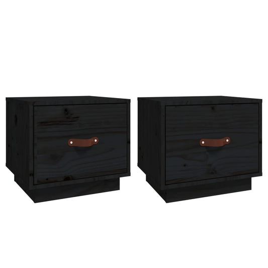 Bedside Cabinets 2 pcs Black 40x34x35 cm Solid Wood Pine Bedside Cabinets 2 pcs Black 40x34x35 cm Solid Wood Pine