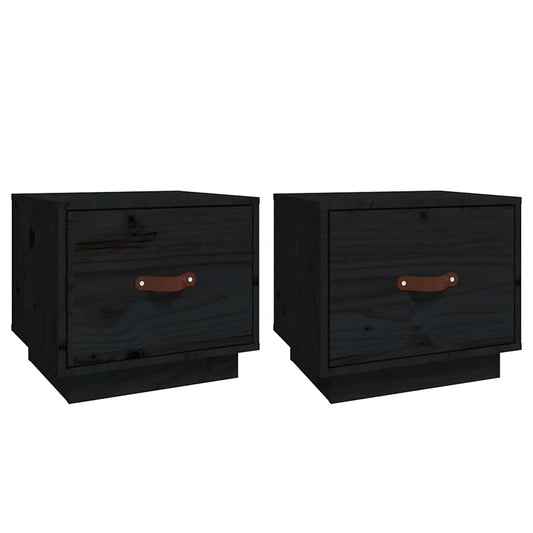 818294 vidaXL Bedside Cabinets 2 pcs Black 40x34x35 cm Solid Wood Pine 818294 vidaXL Bedside Cabinets 2 pcs Black 40x34x35 cm Solid Wood Pine