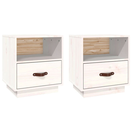 Bedside Cabinets 2 pcs White 40x34x45 cm Solid Wood Pine Bedside Cabinets 2 pcs White 40x34x45 cm Solid Wood Pine