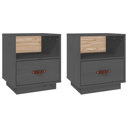 Bedside Cabinets 2 pcs Grey 40x34x45 cm Solid Wood Pine Bedside Cabinets 2 pcs Grey 40x34x45 cm Solid Wood Pine