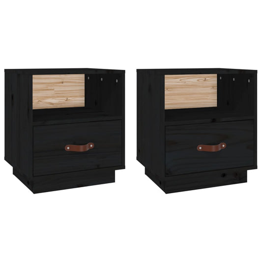 Bedside Cabinets 2 pcs Black 40x34x45 cm Solid Wood Pine Bedside Cabinets 2 pcs Black 40x34x45 cm Solid Wood Pine