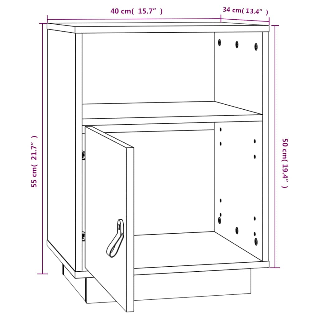 Bedside Cabinets 2 pcs 40x34x55 cm Solid Wood Pine