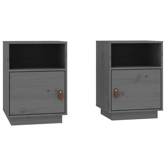 Bedside Cabinets 2 pcs Grey 40x34x55 cm Solid Wood Pine Bedside Cabinets 2 pcs Grey 40x34x55 cm Solid Wood Pine