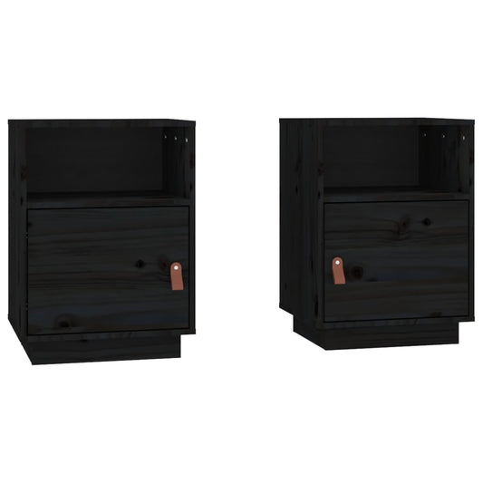 Bedside Cabinets 2 pcs Black 40x34x55 cm Solid Wood Pine Bedside Cabinets 2 pcs Black 40x34x55 cm Solid Wood Pine