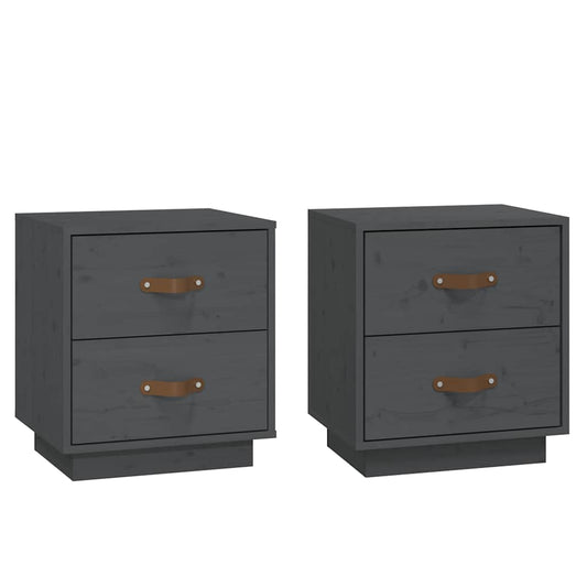 Bedside Cabinets 2 pcs Grey 40x34x45 cm Solid Wood Pine Bedside Cabinets 2 pcs Grey 40x34x45 cm Solid Wood Pine