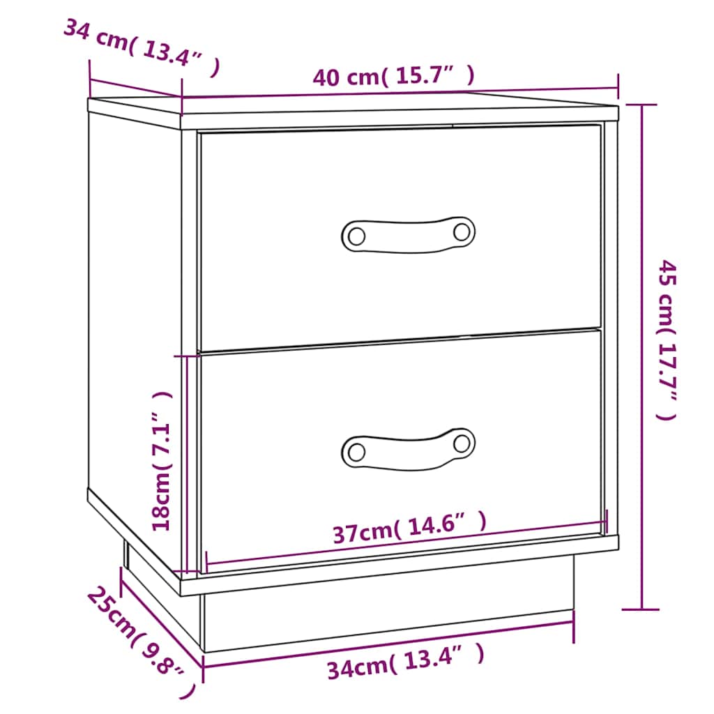 Bedside Cabinets 2 pcs Honey Brown 40x34x45 cm Solid Wood Pine