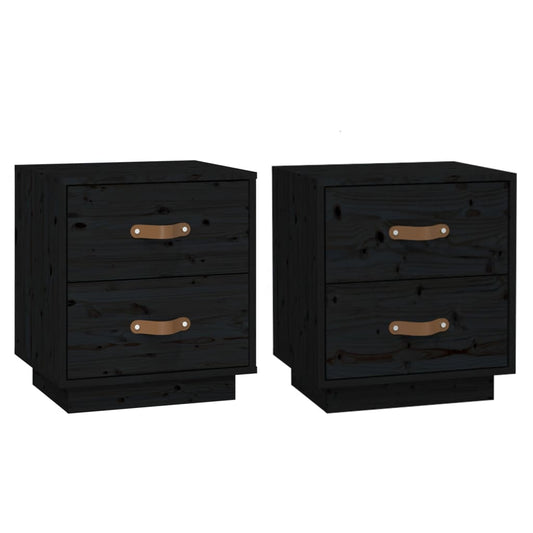 Bedside Cabinets 2 pcs Black 40x34x45 cm Solid Wood Pine Bedside Cabinets 2 pcs Black 40x34x45 cm Solid Wood Pine