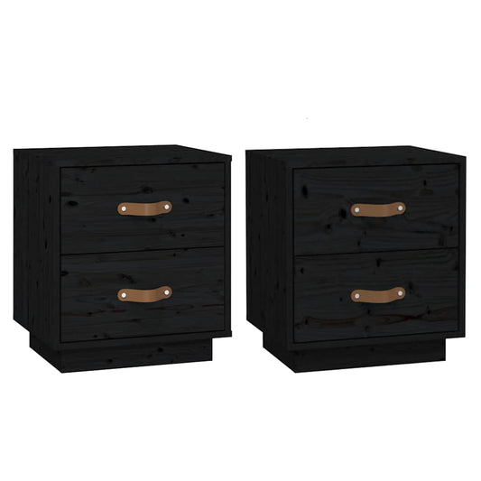 Bedside Cabinets 2 pcs Black 40x34x45 cm Solid Wood Pine Bedside Cabinets 2 pcs Black 40x34x45 cm Solid Wood Pine